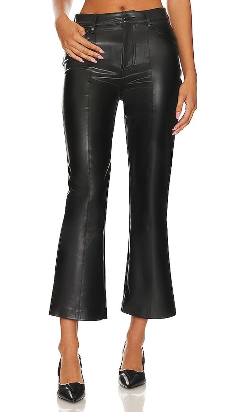 7 For All Mankind Coated Black High Waist Slim Kick Pants Size 25